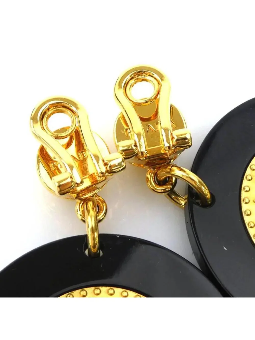 Auth Prada Earrings Black/Gold #280445P25B